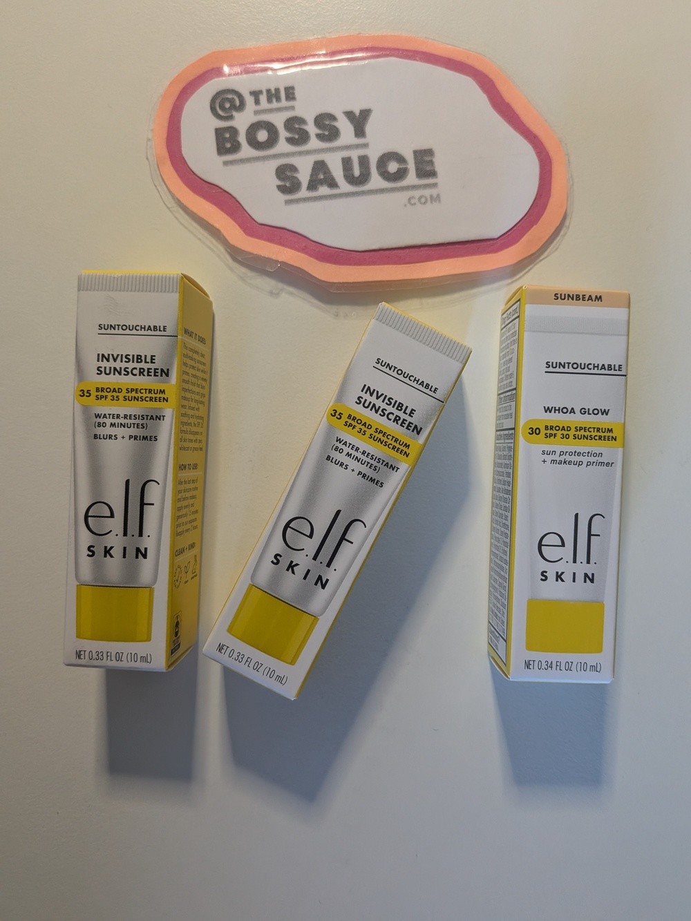 🌸 e.l.f. Suntouchable Whoa Glow SPF 30 Sunbeam & Invisible SPF 35 Travel Trio